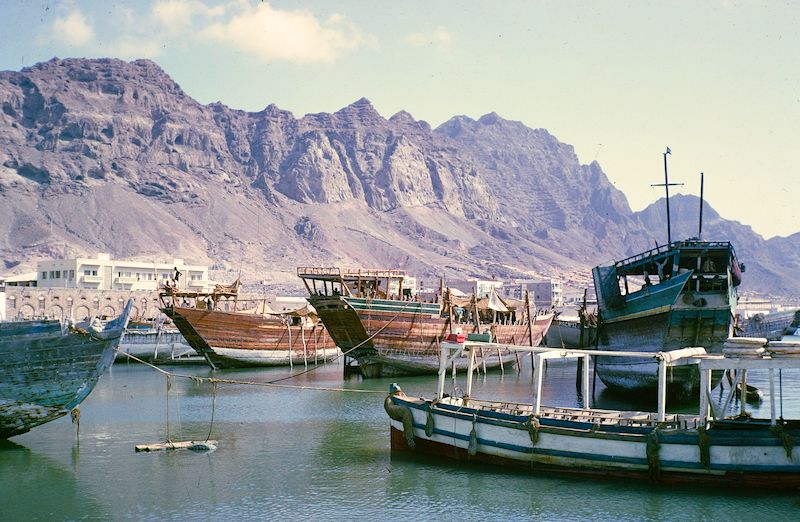 Arabian dhows in Aden harbour, Yemen